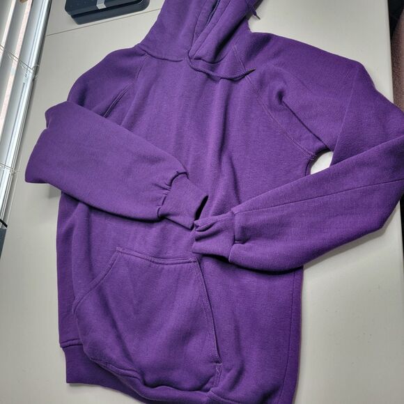 Vintage Macgregor Purple Hoodie Plain Large 26x28 Pullover Pocket Skate Grunge - Picture 16 of 17